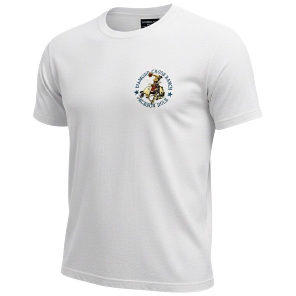 Diamond Cross Ranch Unisex Jackson Hole Wyoming Short Sleeve Graphic Tee White M